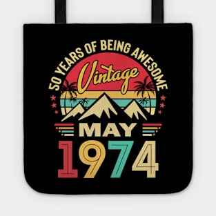 50 Years Old Vintage Legends Born May 1974 50th Birthday Tote