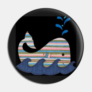 Striped Whale on Black Pin