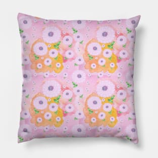 All I need is flowers - 2. Pretty watercolor design in pink, lilac, mauve, orange and green. One for the romantics! Pillow