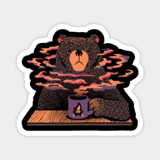 Bear Having Coffee I Love Coffee Magnet