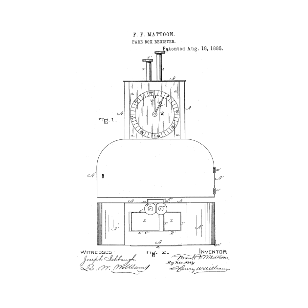 Fare box register Vintage Patent Hand Drawing by TheYoungDesigns