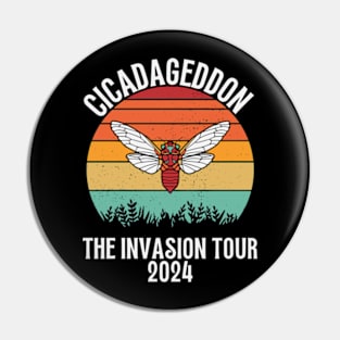 Retro Sunset Cicada 2024 Cicada-geddon Invasion Tour 2024 Pin