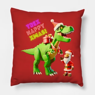 T-Rex and Santa Claus Pillow