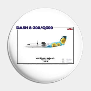 DeHavilland Canada Dash 8-300/Q300 - Air Nippon Network "Himawari" (Art Print) Pin