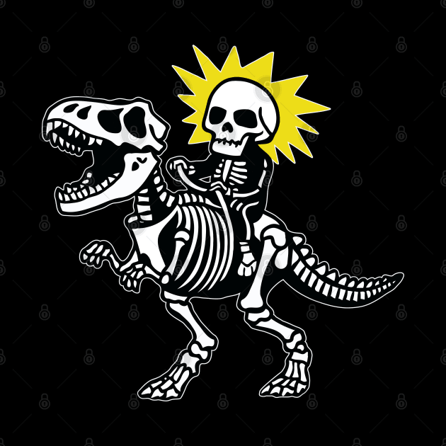 Skeleton Riding Dinosaur Skeleton by Nightmare Tee