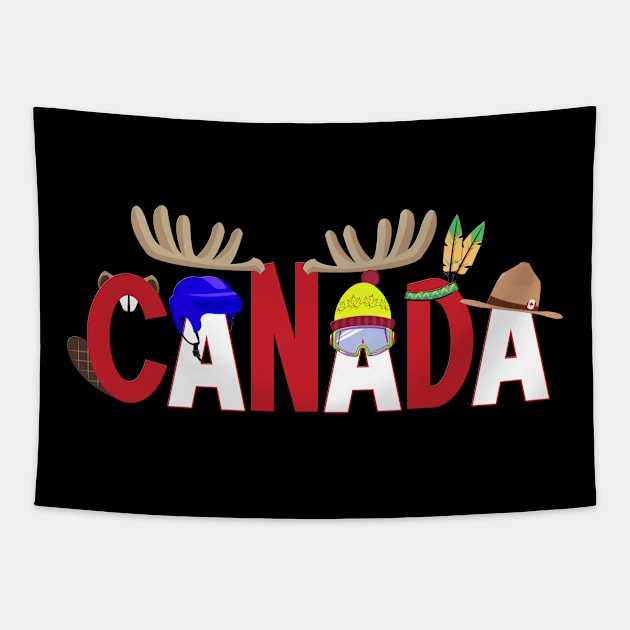 Canada Pride Symbols with Canadian Maple Leaf for Canada Day Tapestry by Soul Searchlight