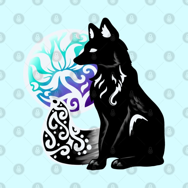 Black Floral Fox by Lady Lilac