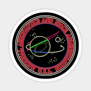 USA Space Agency Neon Colors Design Magnet