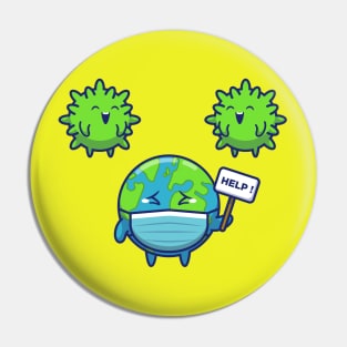 World Scare Corona Virus Cartoon (2) Pin