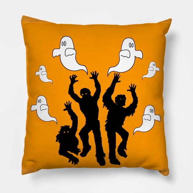 Zombie Halloween Pillow by Dog and cat lover