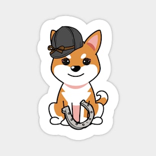 Funny orange dog is ready to ride a horse Magnet