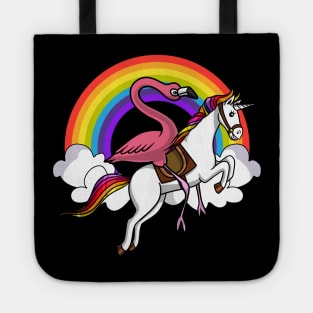 Flamingo Bird Riding Unicorn Tote