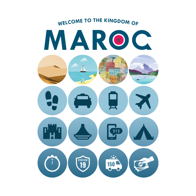 Iconic Morocco travel guide T-shirt by Marokino