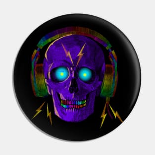 SKULL WITH HEADPHONES AND RAINBOW TEETH Pin