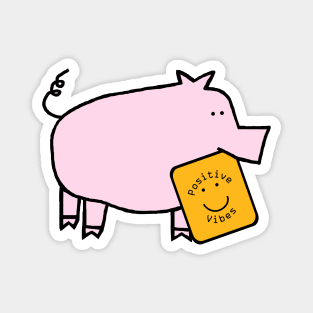 Cute Pig with Positive Vibes Smiley Face Magnet