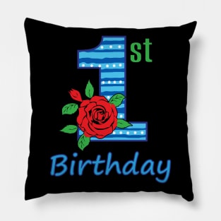 1st Birthday - 1 st Flower - 1st rose - Floral - Birthday Pillow