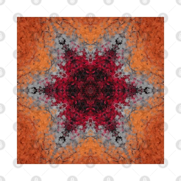 Digital Mandala Red Orange and Blue by WormholeOrbital