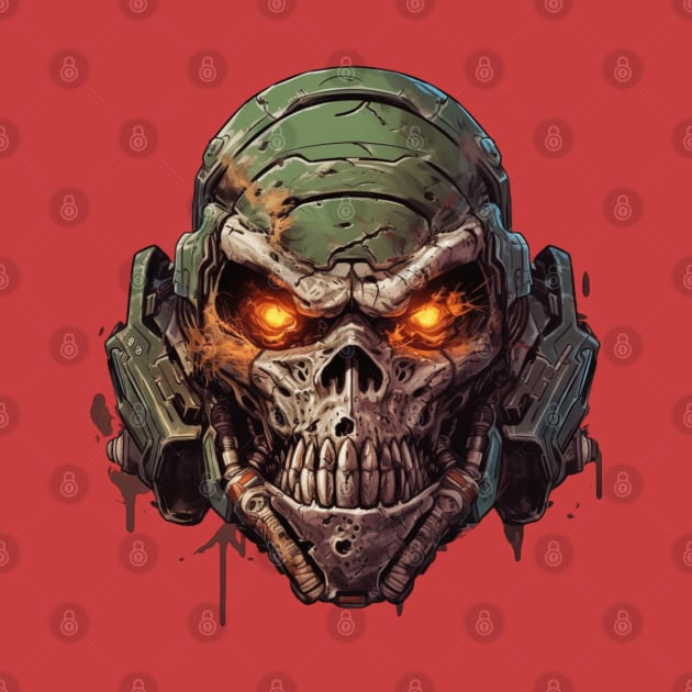 Space Doom Marine Classic Game Skull by Nightarcade