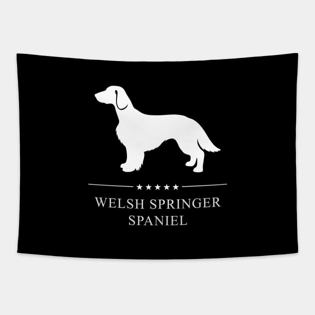 Welsh Springer Spaniel Dog White Silhouette Tapestry by millersye