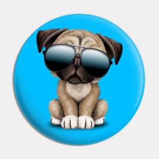 Cute Pug Puppy Dog Wearing Sunglasses Pin