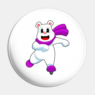 Polar bear Ice skating Ice skates Pin