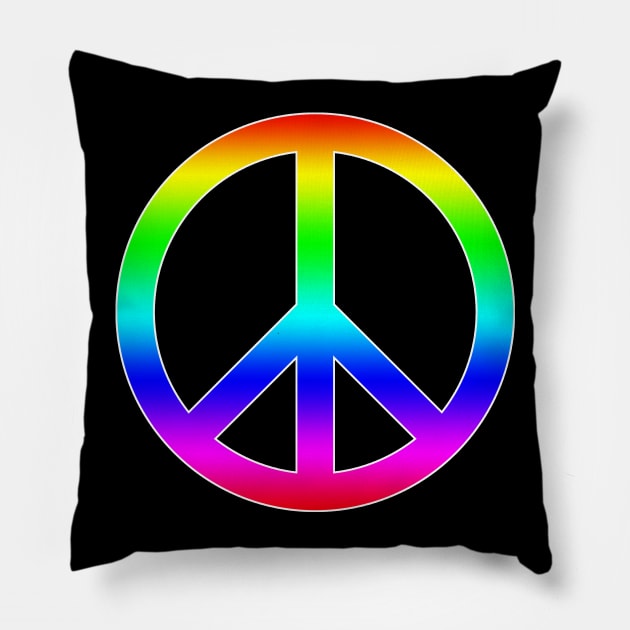 Rainbow Peace Sign Pillow by alienfolklore