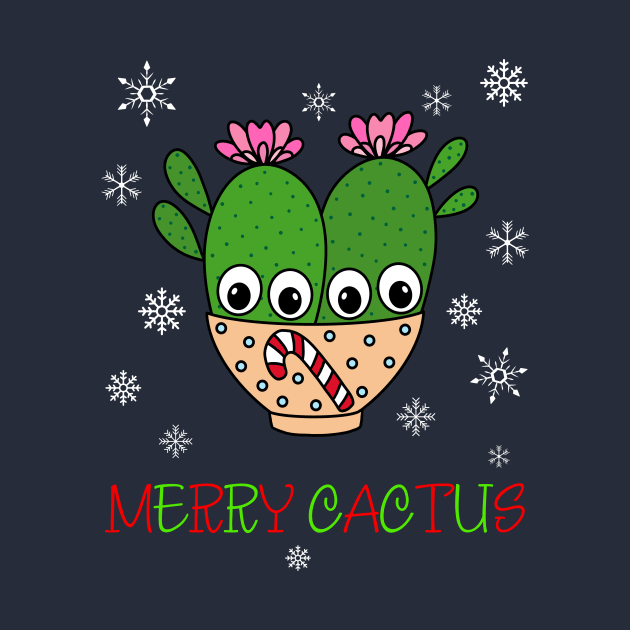 Merry Cactus - Cacti Couple In Christmas Candy Cane Bowl by DreamCactus