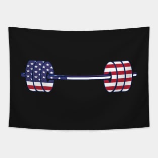 USA flag Barbell Powerlifting Weight Lifting form Tapestry