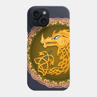 Gold Celtic dragon Phone Case