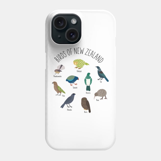 Birds Of New Zealand Phone Case by Rebecca Tiana