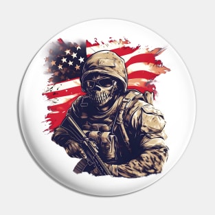 Skull American Soldier in Uniform Pin