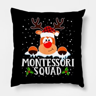 Montessori Squad Reindeer Buffalo Plaid Red Christmas Pillow