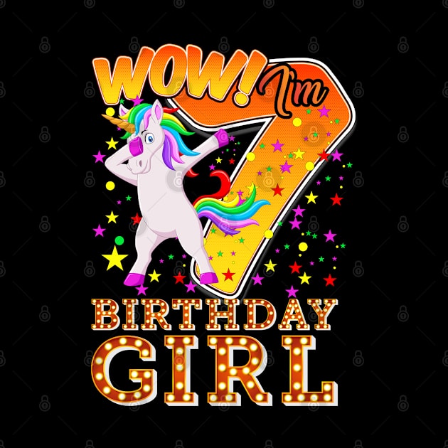 wow i' m 7 birthday girl | girl 7 the birthday by Unique-Tshirt Design