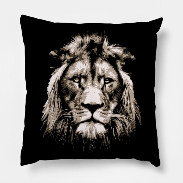 Lion Head Vector Graphic Design Pillow by RamoryPrintArt