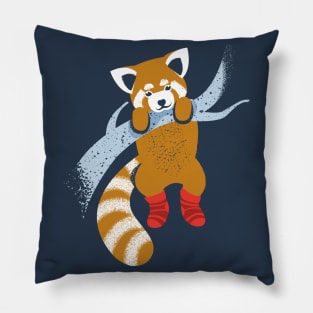 Cute red panda wearing red socks // spot illustration Pillow