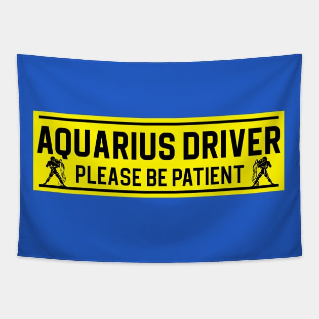 Funny Aquarius Water Bearer Zodiac Student Driver Notice Sign Tapestry by WitchNitch