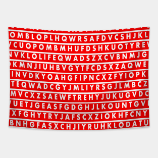 Font, letters, alphabet. Ornament, pattern. Red and white style. Tapestry