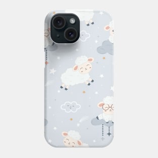 Cute Sheeps on Clouds with Stars Phone Case