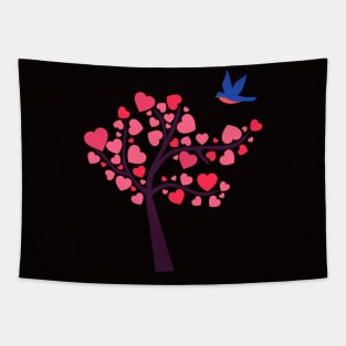 Heart Tree (dark background) Tapestry