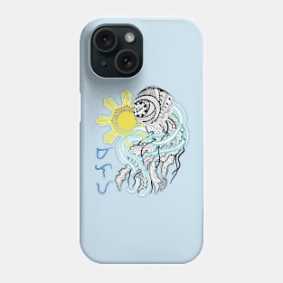 Tribal line Art Jellyfish / Baybayin word Malaya (Freely) Phone Case