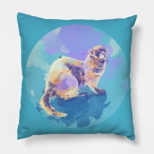 Ferret Dream, Colorful Animal Painting Pillow