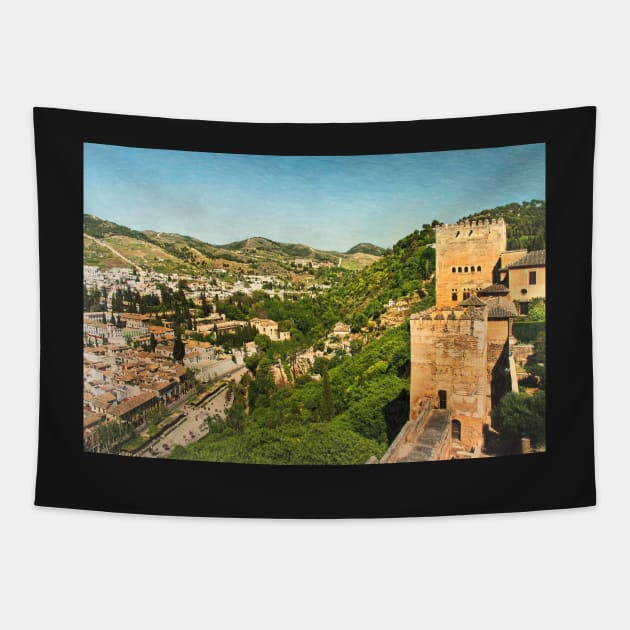 Granada From The Alhambra Ramparts Tapestry by IanWL