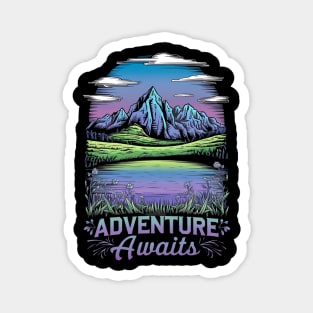 Adventure Awaits Retro Abstract Landscape Magnet
