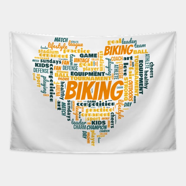 Biking girl heart. Perfect present for mom girlfriend mother boyfriend dad father friend him or her Tapestry by SerenityByAlex