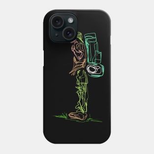 Line Design Lineart Backpacker On Camping Phone Case