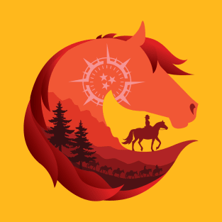 Horse Head Trail Riding Silhouette • Red T-Shirt