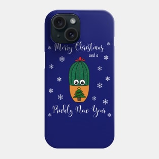 Merry Christmas And A Prickly New Year - Cactus In Christmas Tree Pot Phone Case