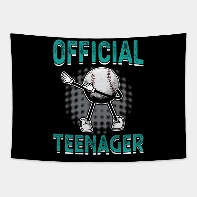 Official Teenager 13th Birthday Dabbing Basketball Tapestry by Peco-Designs