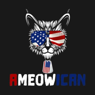 Ameowica Proud Patriot Cat Lover Us Flag American Premium T-Shirt