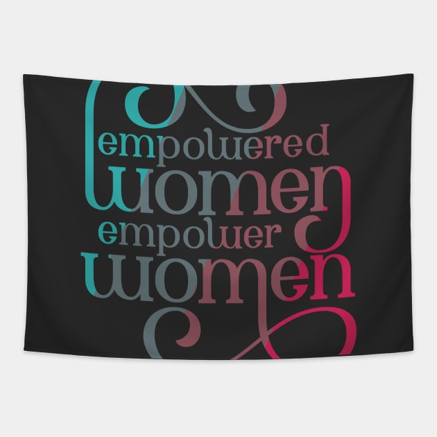 Empowered Women Dark Feminist Lettering Design Tapestry by polliadesign